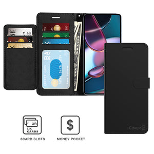 Motorola Edge+ Plus 2022 / Moto Edge 30 Pro Wallet Case - RFID Blocking Leather Folio Phone Pouch