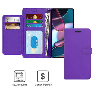 Motorola Edge+ Plus 2022 / Moto Edge 30 Pro Wallet Case - RFID Blocking Leather Folio Phone Pouch