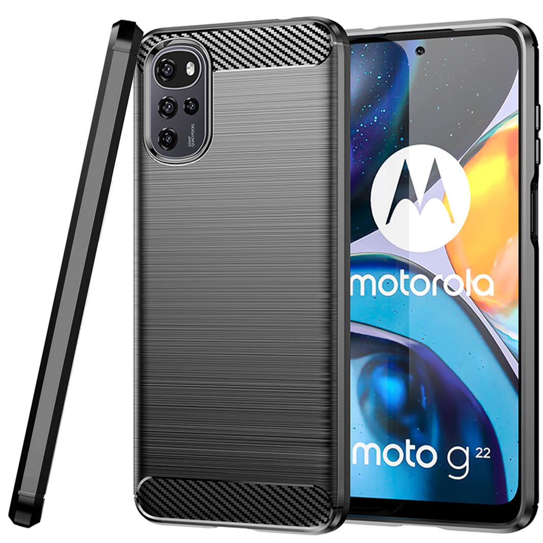 Motorola Moto G22 Case Slim TPU Phone Cover w/ Carbon Fiber