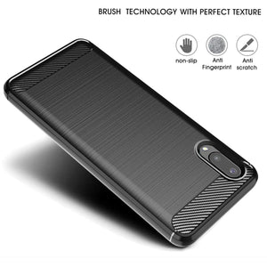 Samsung Galaxy A02 / Galaxy M02 Slim Soft Flexible Carbon Fiber Brush Metal Style TPU Case