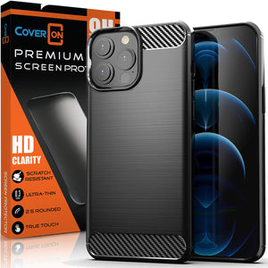 Apple iPhone 14 Pro Max Case Slim TPU Phone Cover w/ Carbon Fiber