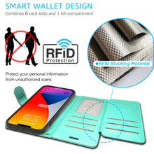 Load image into Gallery viewer, Apple iPhone 14 Wallet Case RFID Blocking Leather Folio Phone Pouch
