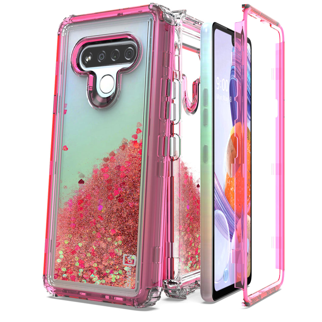 LG Stylo 6 Clear Liquid Glitter Case -  Full Body Tough Military Grade Shockproof Phone Cover