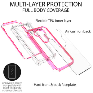 LG Tribute Monarch / Risio 4 / K8x Clear Liquid Glitter Case -  Full Body Tough Military Grade Shockproof Phone Cover