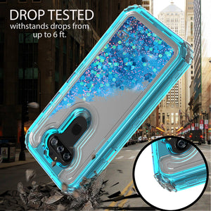 LG Aristo 5 / Aristo 5+ Plus Clear Liquid Glitter Case -  Full Body Tough Military Grade Shockproof Phone Cover