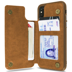 iPhone XS / iPhone X Wallet Case Premium Vegan Leather Credit Card Holder Phone Cover - DayTripper Series