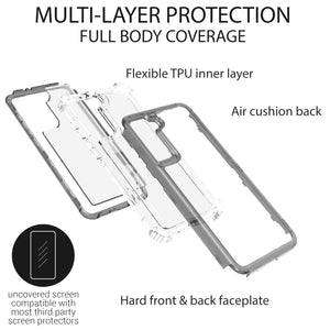 Samsung Galaxy S21 Clear Case - Full Body Tough Military Grade Shockproof Phone Cover
