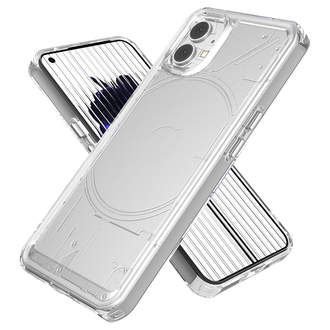 Nothing Phone 1 Clear Hybrid Slim Hard Back TPU Case Chrome Buttons