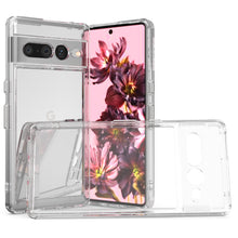 Load image into Gallery viewer, Google Pixel 7 Pro Clear Hybrid Slim Hard Back TPU Case Chrome Buttons
