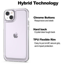 Load image into Gallery viewer, Apple iPhone 14 Clear Hybrid Slim Hard Back TPU Case Chrome Buttons
