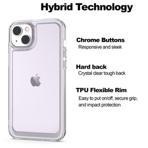Apple iPhone 14 Plus Clear Hybrid Slim Hard Back TPU Case Chrome Buttons