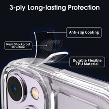 Load image into Gallery viewer, Apple iPhone 14 Clear Hybrid Slim Hard Back TPU Case Chrome Buttons
