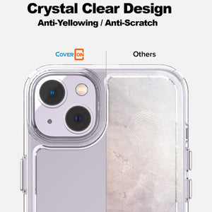 Apple iPhone 14 Plus Clear Hybrid Slim Hard Back TPU Case Chrome Buttons