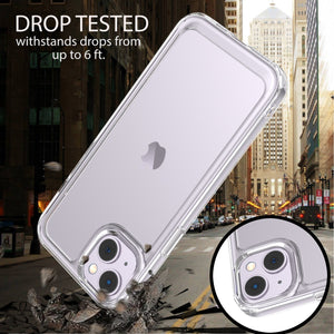 Apple iPhone 14 Plus Clear Hybrid Slim Hard Back TPU Case Chrome Buttons