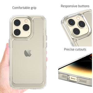Apple iPhone 14 Pro Clear Hybrid Slim Hard Back TPU Case Chrome Buttons