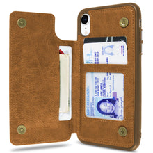 Load image into Gallery viewer, iPhone XR Wallet Case Premium Vegan Leather Credit Card Holder Phone Cover - DayTripper Series
