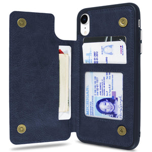 iPhone XR Wallet Case Premium Vegan Leather Credit Card Holder Phone Cover - DayTripper Series