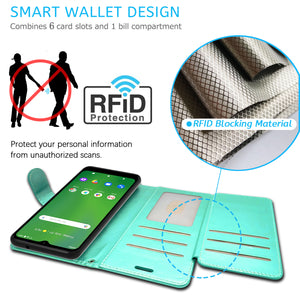 Cricket Ovation / AT&T Radiant Max Wallet Case - RFID Blocking Leather Folio Phone Pouch - CarryALL Series