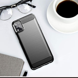 LG K42 Slim Soft Flexible Carbon Fiber Brush Metal Style TPU Case