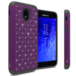 Samsung Galaxy J3 2018 / Express Prime 3 / J3 Star / J3 Prime 2 / Amp Prime 3 / Eclipse 2 / J3 Aura / J3 Orbit / Achieve Case - Rhinestone Bling Hybrid Phone Cover - Aurora Series