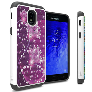 Samsung Galaxy J3 2018 / Express Prime 3 / J3 Star / J3 Prime 2 / Amp Prime 3 / Eclipse 2 / J3 Aura / J3 Orbit / Achieve Case - Rhinestone Bling Hybrid Phone Cover - Aurora Series