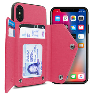 iPhone XS Max Wallet Case Pocket Pouch Credit Card Holder Fabric-Backed Phone Cover - Pocket Pouch Series