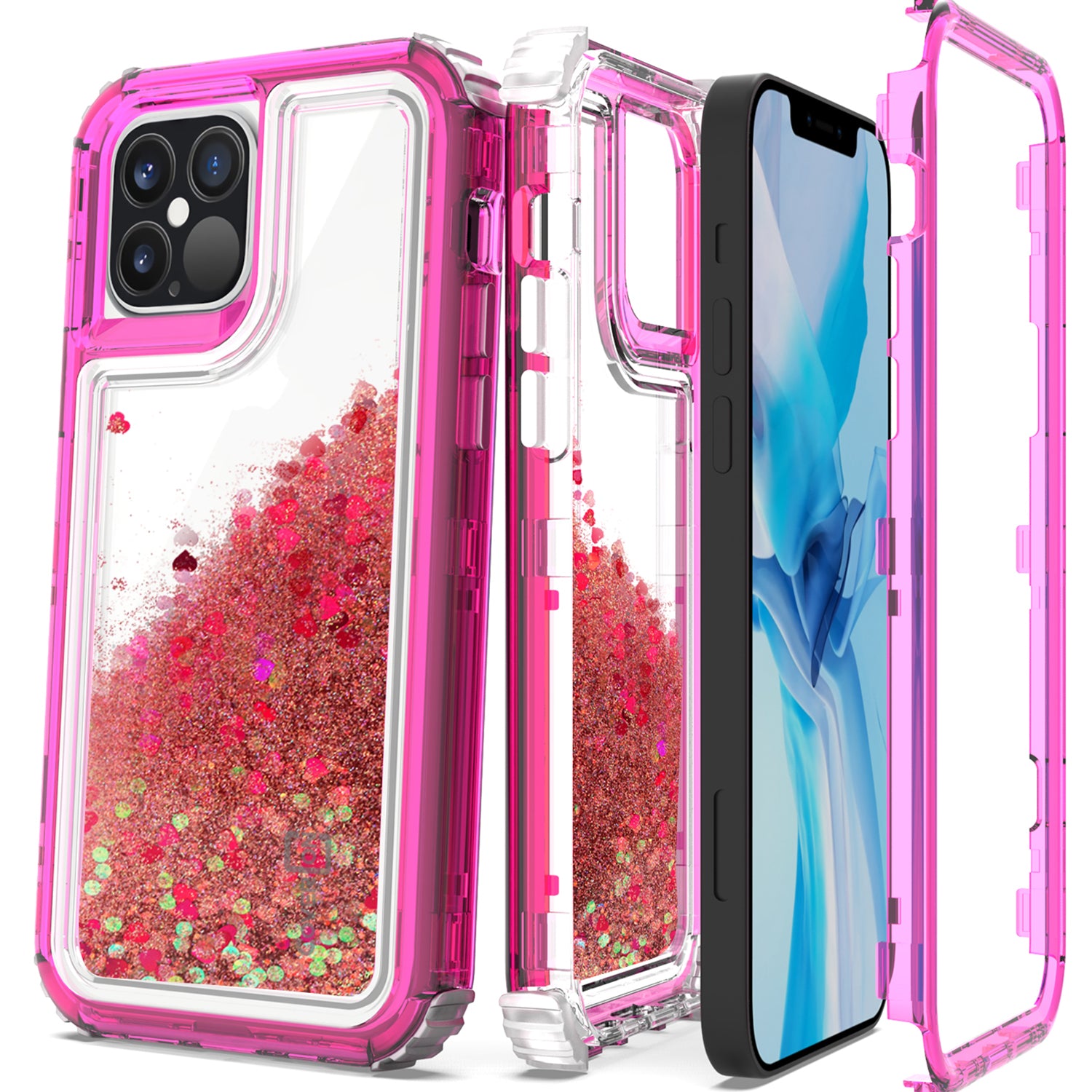 Apple iPhone 12 Pro Max Clear Liquid Glitter Case Full Body