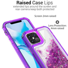 Load image into Gallery viewer, Apple iPhone 12 / iPhone 12 Pro Clear Liquid Glitter Case -  Full Body Tough Military Grade Shockproof Phone Cover
