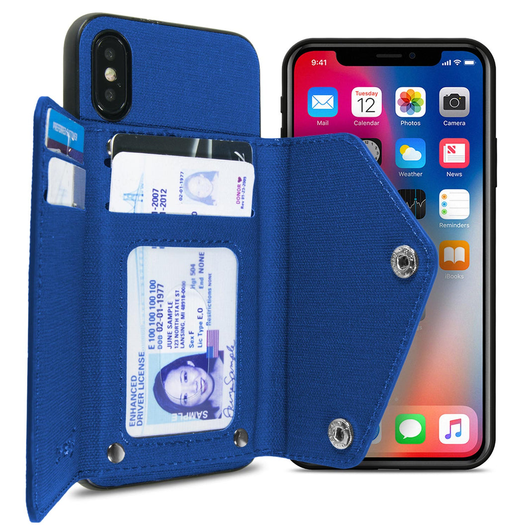 iPhone XS / iPhone X Wallet Case Pocket Pouch Credit Card Holder Fabric-Backed Phone Cover - Pocket Pouch Series