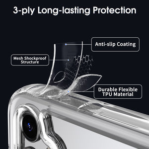 Samsung Galaxy A14 5G Clear Hybrid Slim Hard Back TPU Case Chrome Buttons
