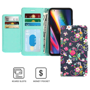 Motorola Moto G 5G Plus / Moto One 5G Wallet Case - RFID Blocking Leather Folio Phone Pouch - CarryALL Series