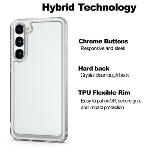 Samsung Galaxy S23+ Plus Clear Hybrid Slim Hard Back TPU Case Chrome Buttons