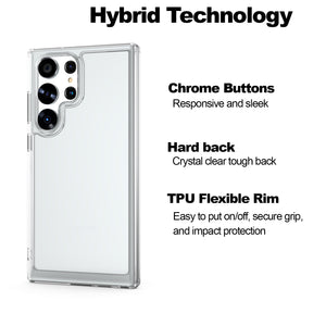 Samsung Galaxy S23 Ultra Clear Hybrid Slim Hard Back TPU Case Chrome Buttons