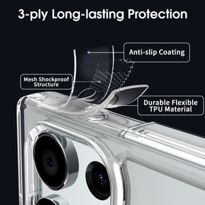 Samsung Galaxy S23 Ultra Clear Hybrid Slim Hard Back TPU Case Chrome Buttons