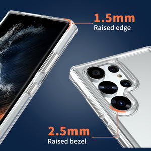 Samsung Galaxy S23 Ultra Clear Hybrid Slim Hard Back TPU Case Chrome Buttons