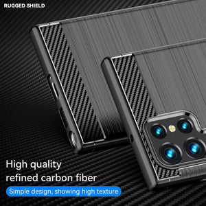 Samsung Galaxy S23 Ultra Case Slim TPU Phone Cover w/ Carbon Fiber