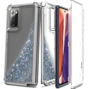 Samsung Galaxy Note 20 Clear Liquid Glitter Case -  Full Body Tough Military Grade Shockproof Phone Cover