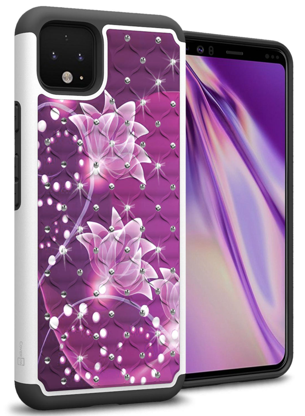 Google Pixel 4 XL Case - Rhinestone Bling Hybrid Phone Cover - Aurora Series