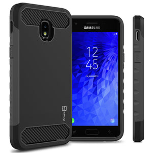 Samsung Galaxy J3 2018 / Express Prime 3 / J3 Star / J3 Prime 2 / Amp Prime 3 / Eclipse 2 / J3 Aura / J3 Orbit / Achieve Case - Hybrid Phone Cover with Carbon Fiber Accents - Arc Series