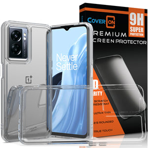 1+ OnePlus Nord N300 5G Clear Hybrid Slim Hard Back TPU Case Chrome Buttons