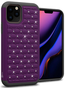 iPhone 11 Pro Max Case - Rhinestone Bling Hybrid Phone Cover - Aurora Series