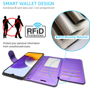 Samsung Galaxy A22 5G Wallet Case - RFID Blocking Leather Folio Phone Pouch - CarryALL Series