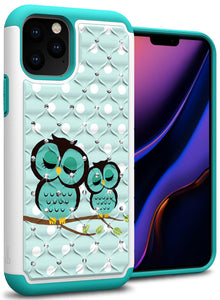 iPhone 11 Pro Max Case - Rhinestone Bling Hybrid Phone Cover - Aurora Series