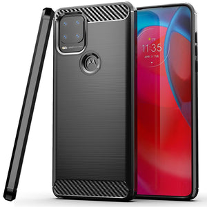 Motorola Moto G Stylus 5G Slim Soft Flexible Carbon Fiber Brush Metal Style TPU Case