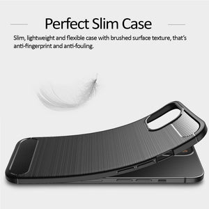 Apple iPhone 13 Mini Slim Soft Flexible Carbon Fiber Brush Metal Style TPU Case