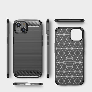 Apple iPhone 13 Slim Soft Flexible Carbon Fiber Brush Metal Style TPU Case