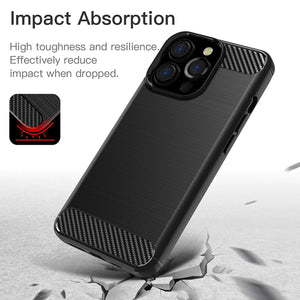 Apple iPhone 13 Pro Slim Soft Flexible Carbon Fiber Brush Metal Style TPU Case