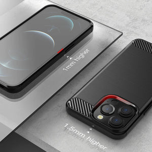 Apple iPhone 13 Pro Max Slim Soft Flexible Carbon Fiber Brush Metal Style TPU Case