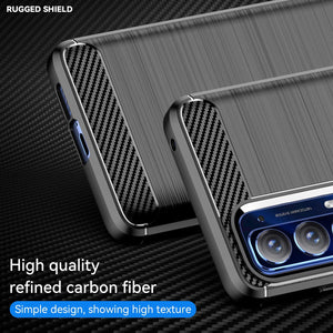 Motorola Edge 2021 Slim Soft Flexible Carbon Fiber Brush Metal Style TPU Case