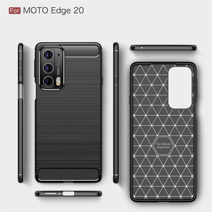 Motorola Edge 20 Slim Soft Flexible Carbon Fiber Brush Metal Style TPU Case
